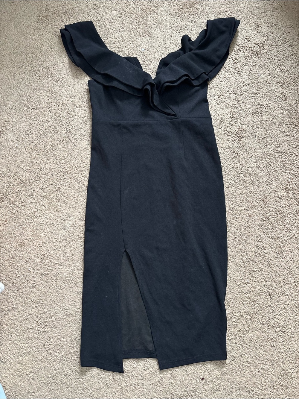 Hello Molly Black Ruffle-Trim Midi Dress